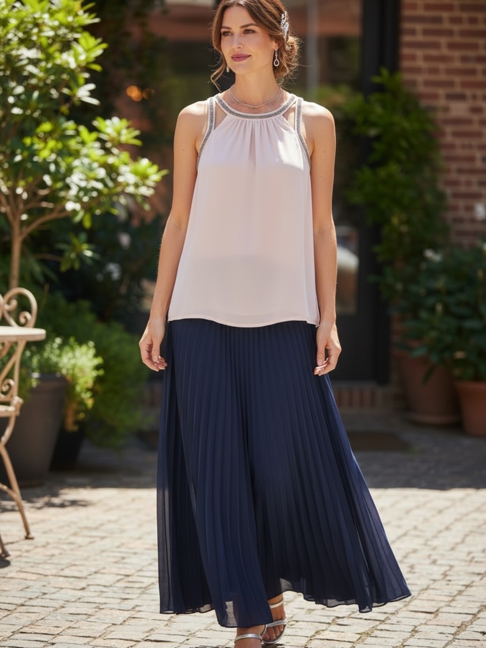 Express Ivory Beaded Halter Top